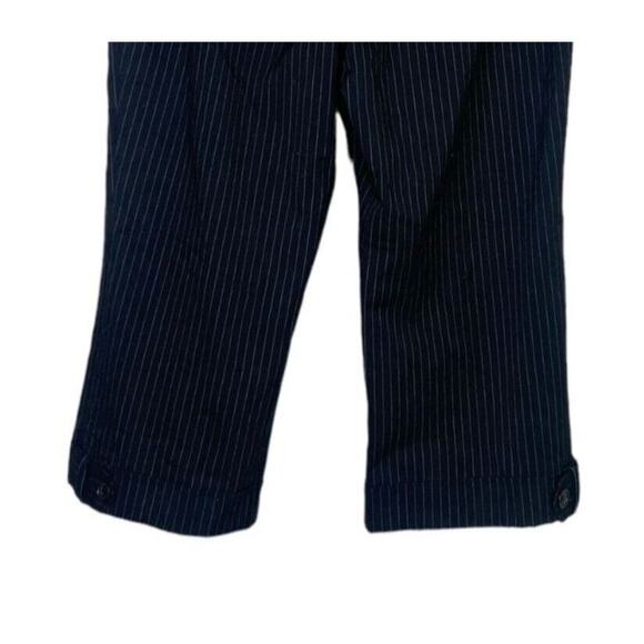 Lane Bryant Pinstripe Straight Leg Cropped Stretch Trouser Pant Pockets 18 Black - Picture 8 of 15